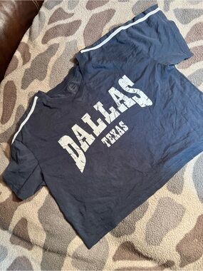 Dallas Texas Navy Crop Top with White Stripe Detail